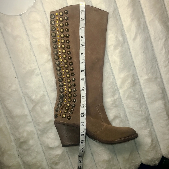 Sam Edelman Tan Heeled Boots with Studded Accents - Picture 13 of 14